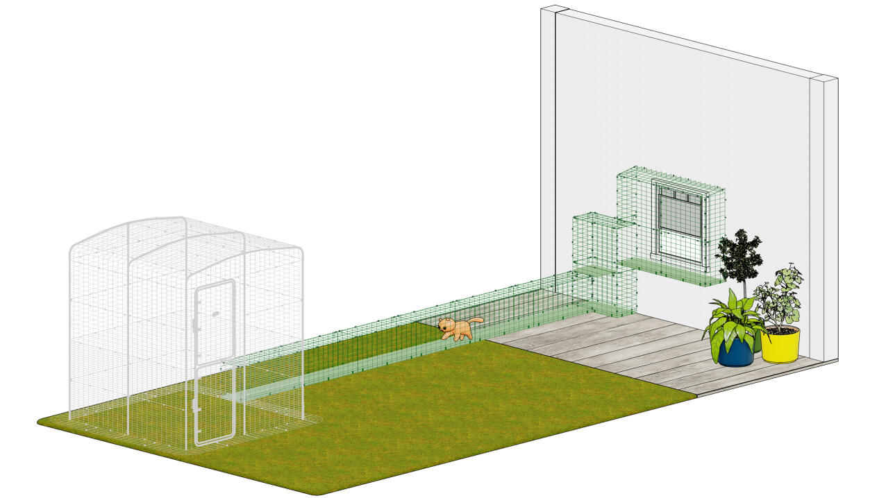 Catio enclos extérieur pour chat tunnel passerelle personnalisable mise en place