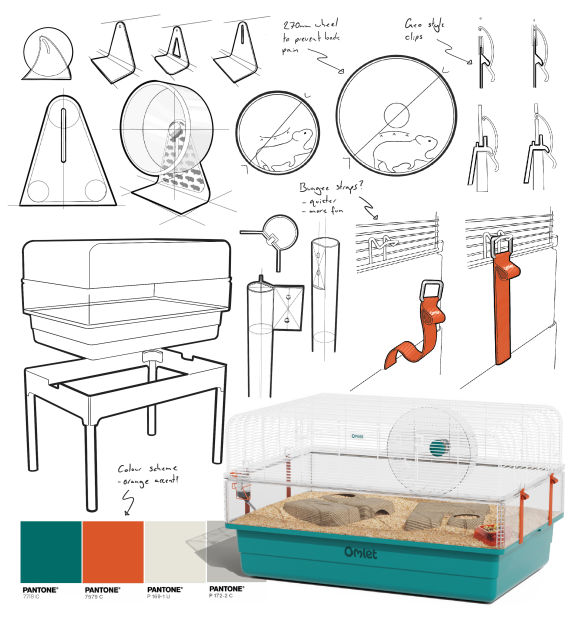 croquis de design pour la cage pour hamster d’Omlet