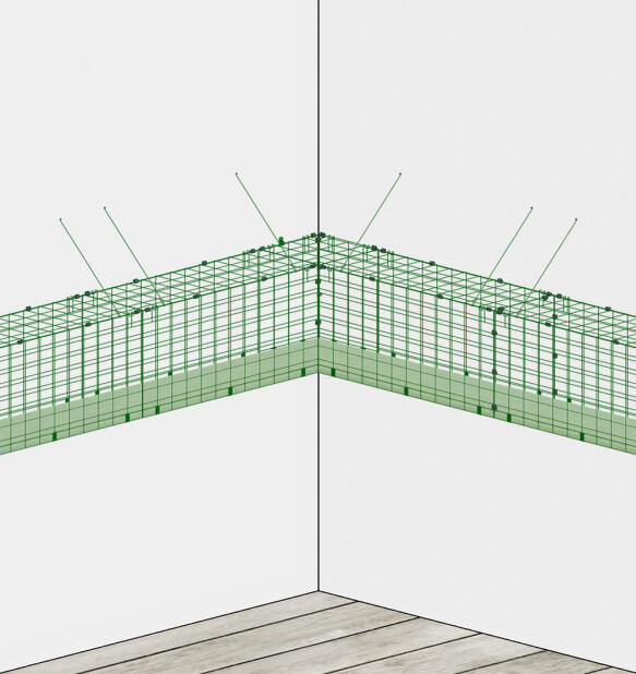 Gros plan de la fixation de l'entretoise murale du tunnel du catio