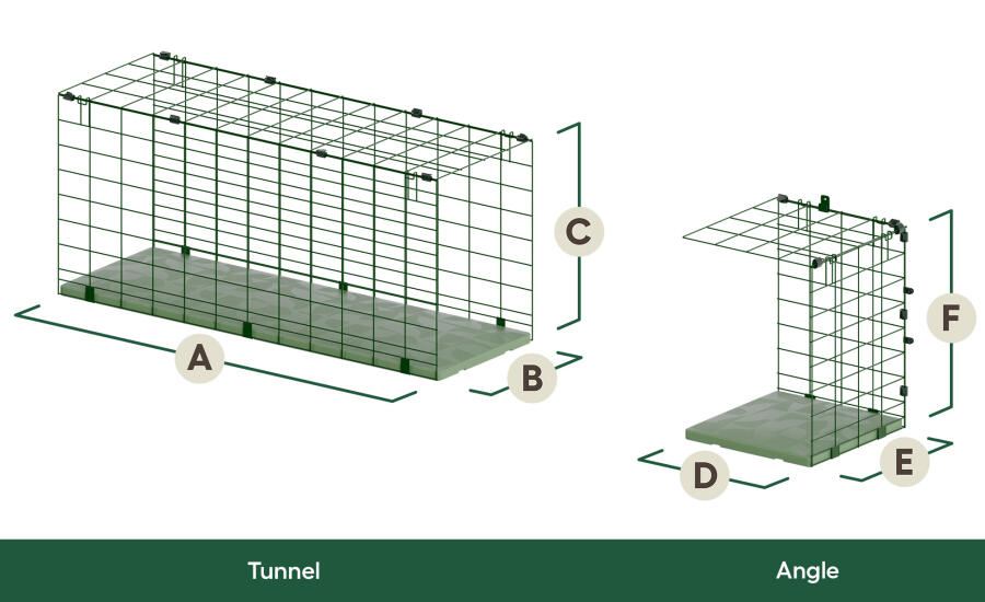 Dimensions du tunnel et de l'angle du catio